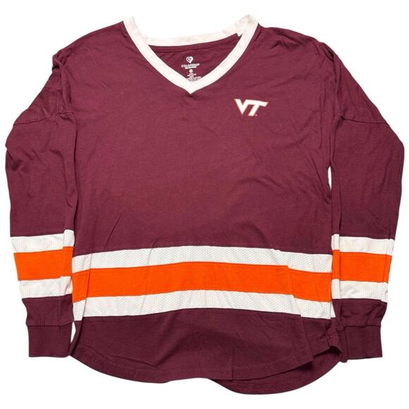 Virginia Tech Hokies Women’s M Jersey Style Long Sleeve Shirt VT Maroon Orange - Picture 1 of 3